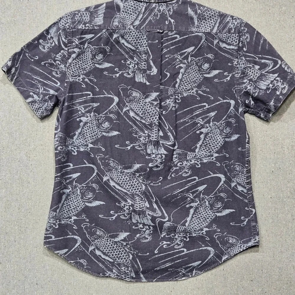 Polo Ralph Lauren Mens Slim Fit Koi Fish Print Short Sleeve Button Down Shirt L